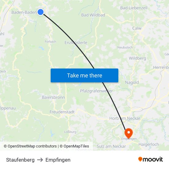 Staufenberg to Empfingen map