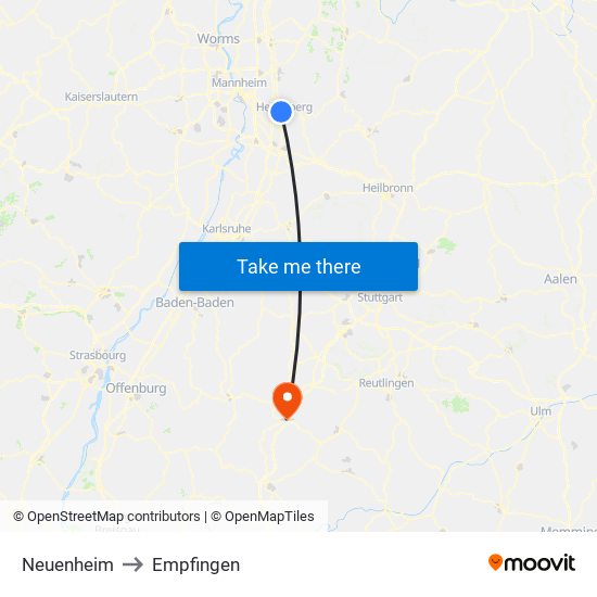 Neuenheim to Empfingen map