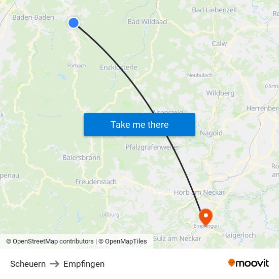 Scheuern to Empfingen map