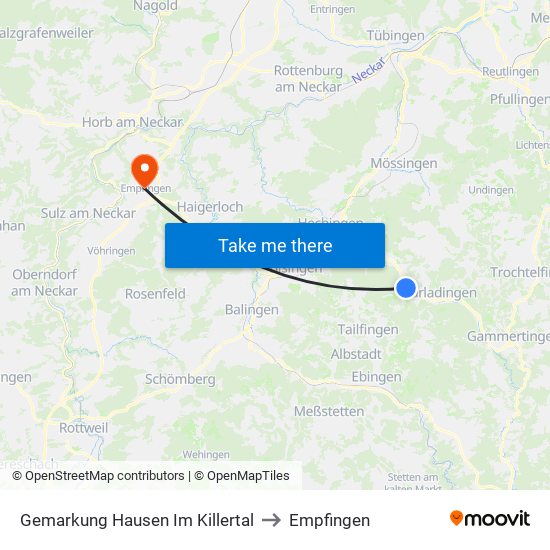 Gemarkung Hausen Im Killertal to Empfingen map