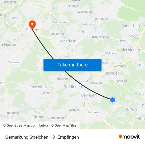 Gemarkung Streichen to Empfingen map