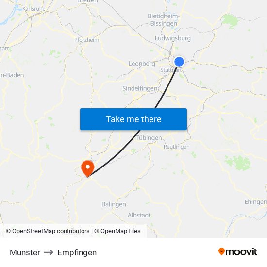 Münster to Empfingen map