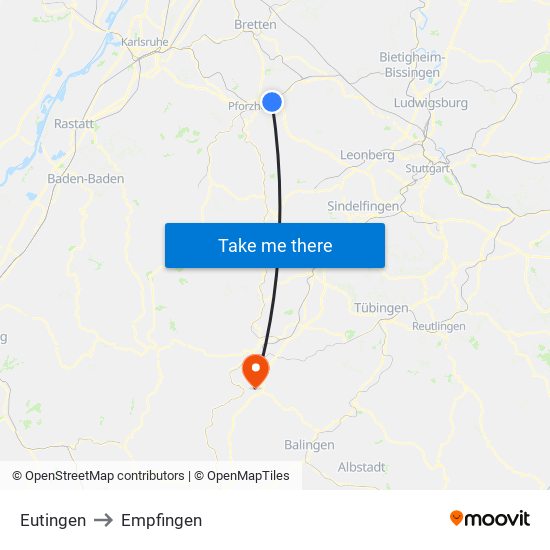 Eutingen to Empfingen map