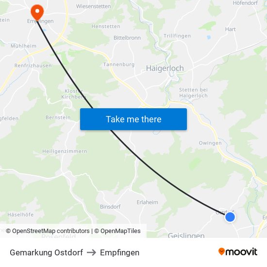 Gemarkung Ostdorf to Empfingen map