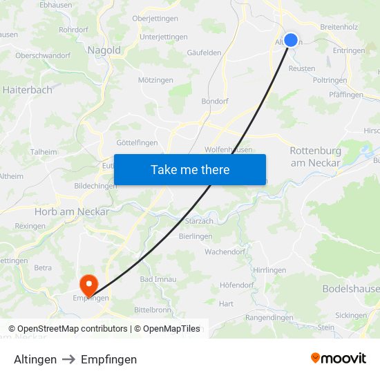 Altingen to Empfingen map