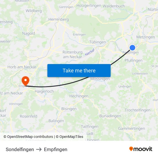 Sondelfingen to Empfingen map