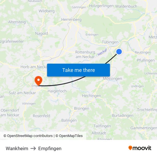 Wankheim to Empfingen map