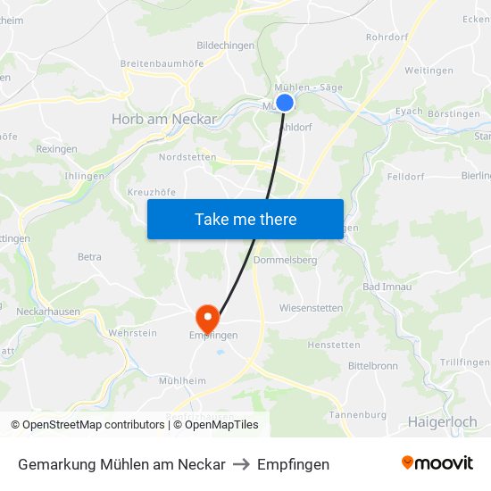 Gemarkung Mühlen am Neckar to Empfingen map