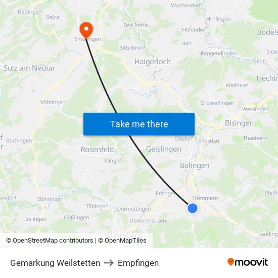 Gemarkung Weilstetten to Empfingen map