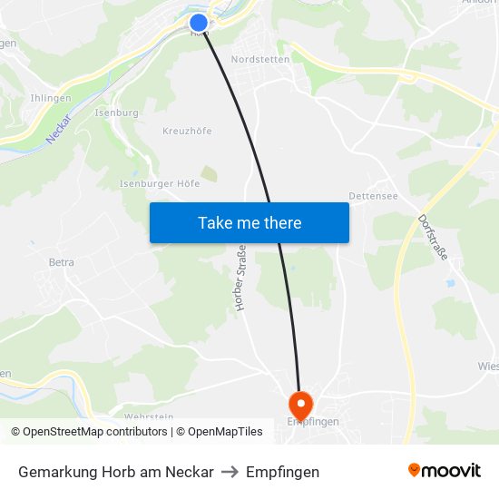 Gemarkung Horb am Neckar to Empfingen map