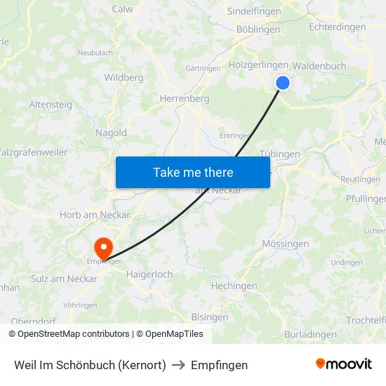 Weil Im Schönbuch (Kernort) to Empfingen map