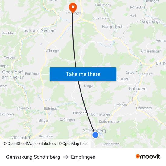 Gemarkung Schömberg to Empfingen map