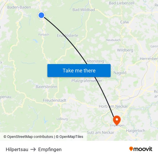 Hilpertsau to Empfingen map