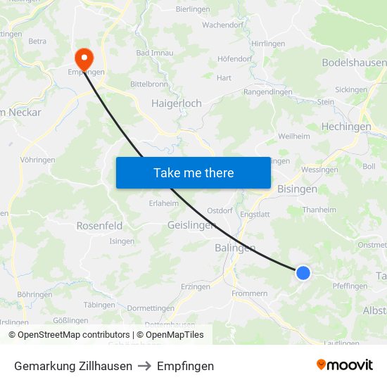 Gemarkung Zillhausen to Empfingen map