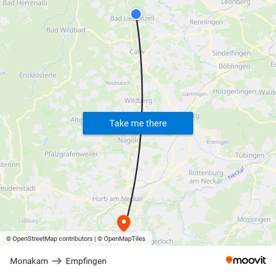 Monakam to Empfingen map