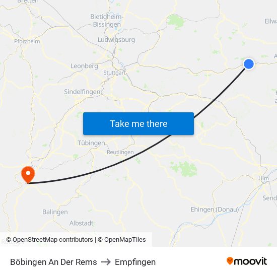 Böbingen An Der Rems to Empfingen map