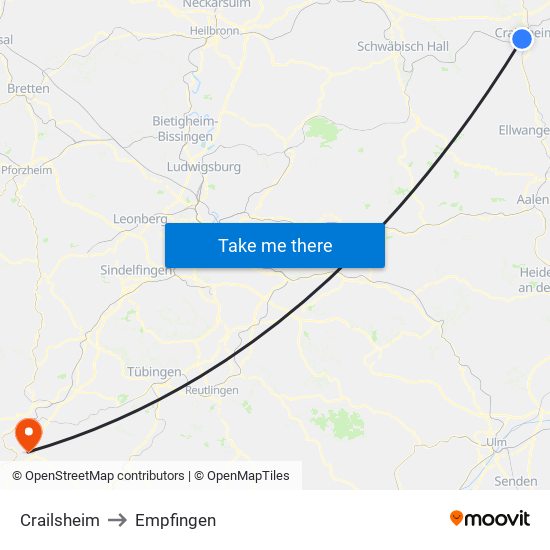 Crailsheim to Empfingen map