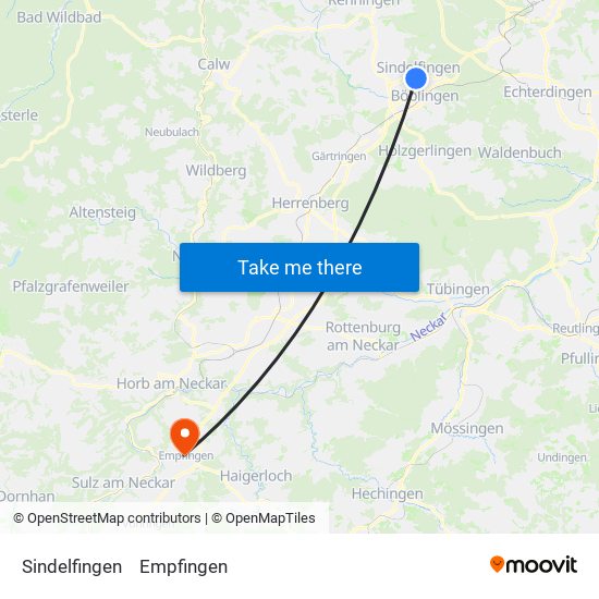 Sindelfingen to Empfingen map