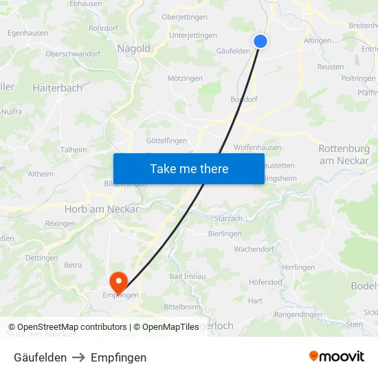 Gäufelden to Empfingen map