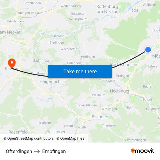 Ofterdingen to Empfingen map