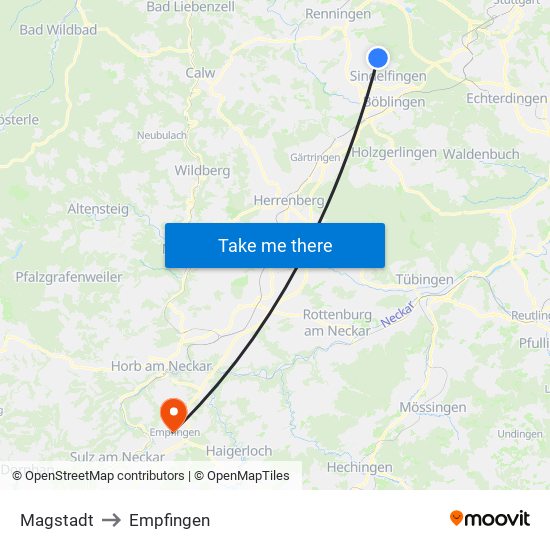 Magstadt to Empfingen map