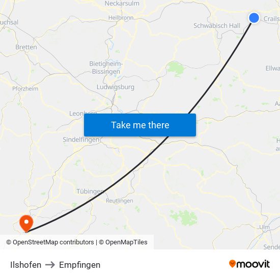 Ilshofen to Empfingen map