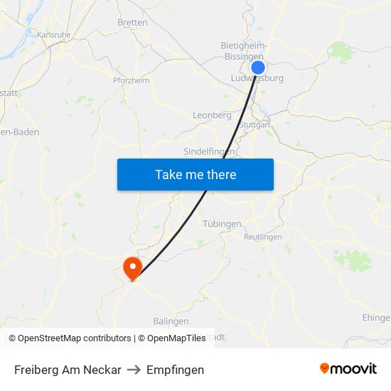 Freiberg Am Neckar to Empfingen map