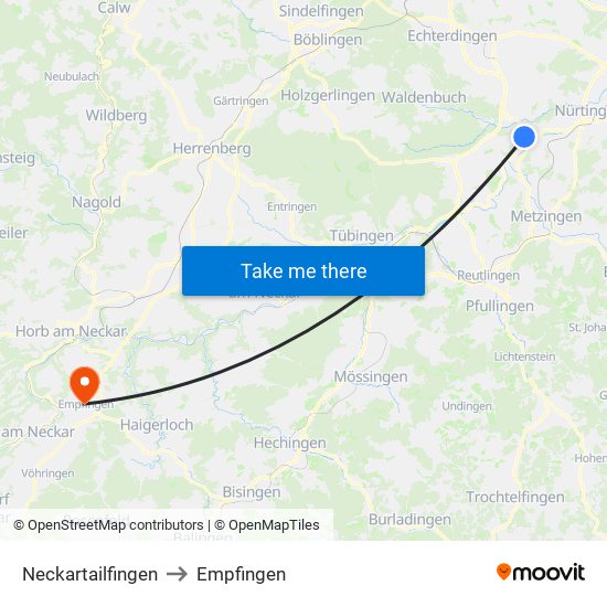 Neckartailfingen to Empfingen map