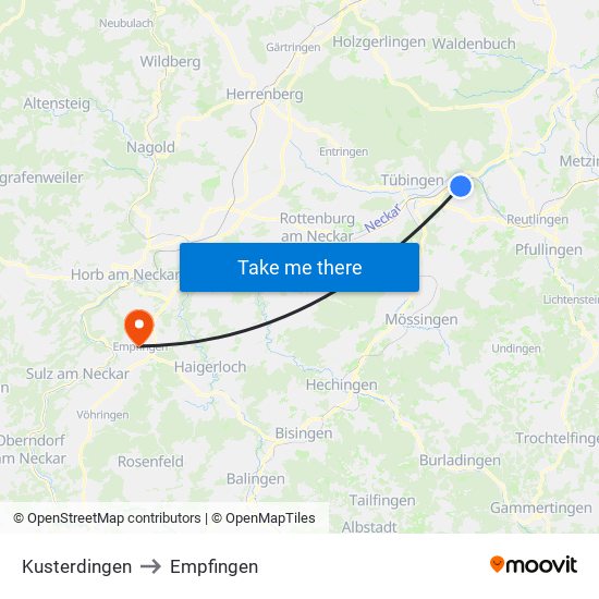 Kusterdingen to Empfingen map