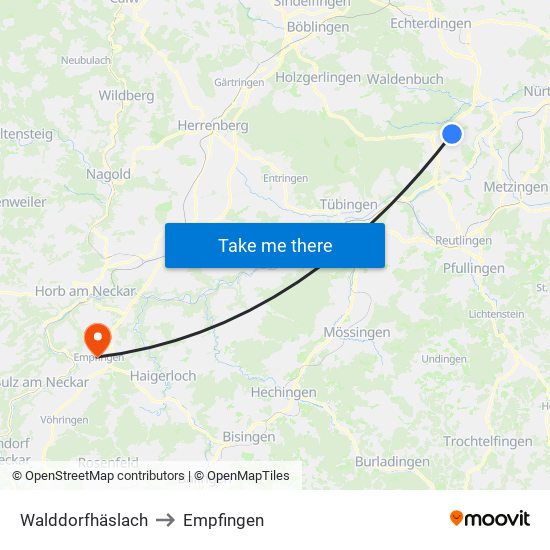 Walddorfhäslach to Empfingen map