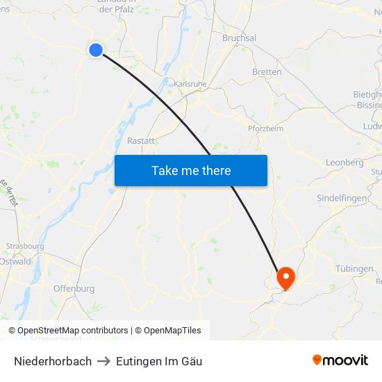 Niederhorbach to Eutingen Im Gäu map