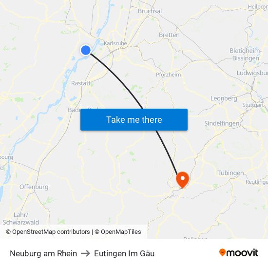 Neuburg am Rhein to Eutingen Im Gäu map