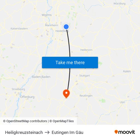 Heiligkreuzsteinach to Eutingen Im Gäu map