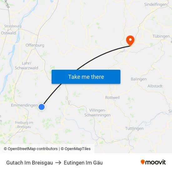 Gutach Im Breisgau to Eutingen Im Gäu map