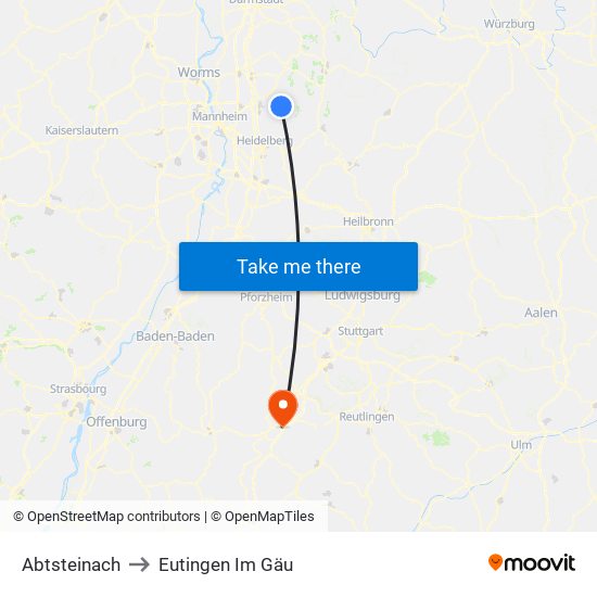 Abtsteinach to Eutingen Im Gäu map