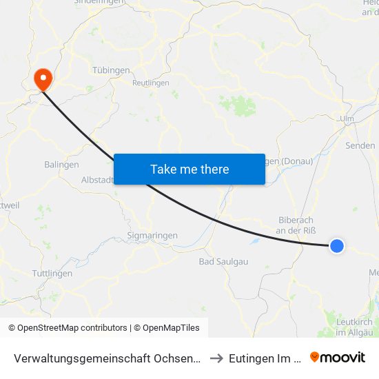 Verwaltungsgemeinschaft Ochsenhausen to Eutingen Im Gäu map