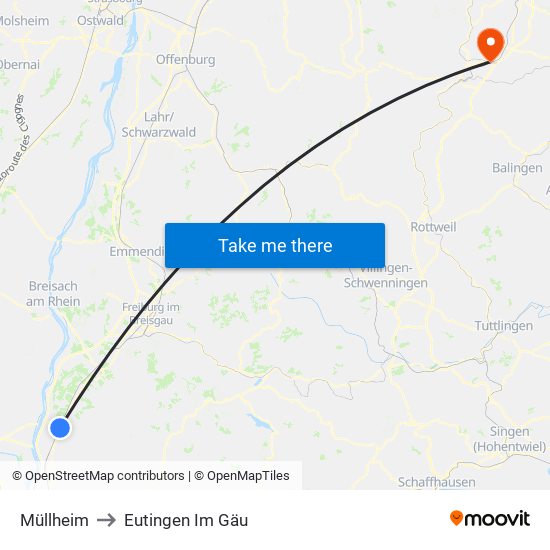 Müllheim to Eutingen Im Gäu map