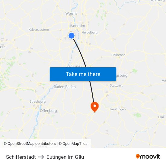 Schifferstadt to Eutingen Im Gäu map
