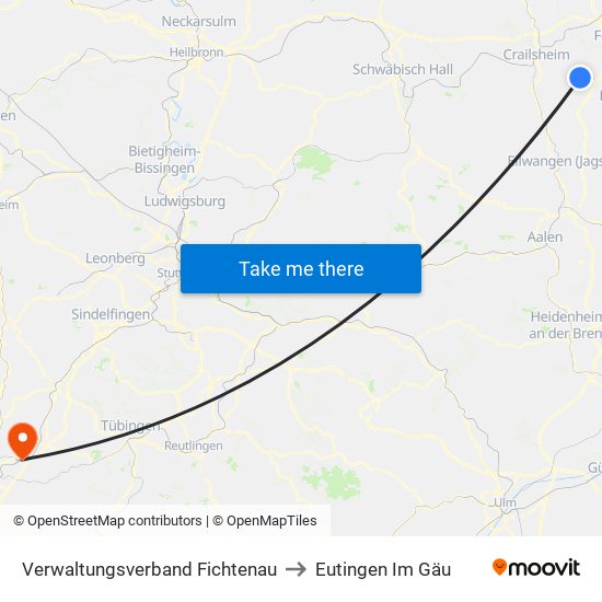 Verwaltungsverband Fichtenau to Eutingen Im Gäu map