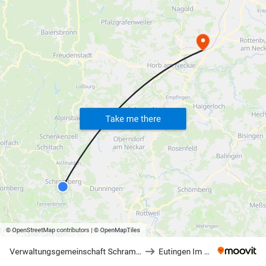 Verwaltungsgemeinschaft Schramberg to Eutingen Im Gäu map