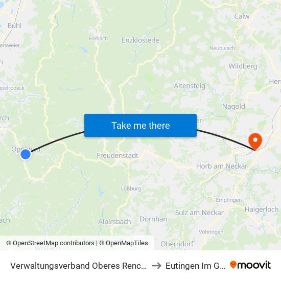 Verwaltungsverband Oberes Renchtal to Eutingen Im Gäu map