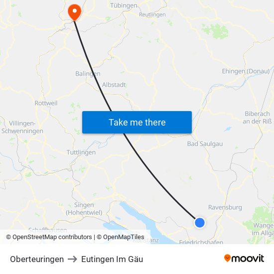 Oberteuringen to Eutingen Im Gäu map