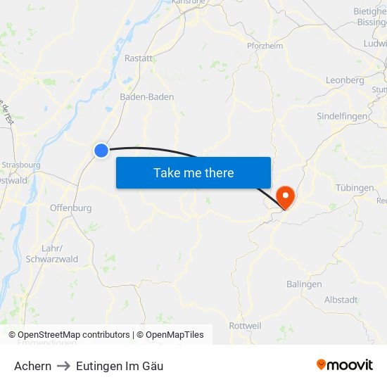 Achern to Eutingen Im Gäu map