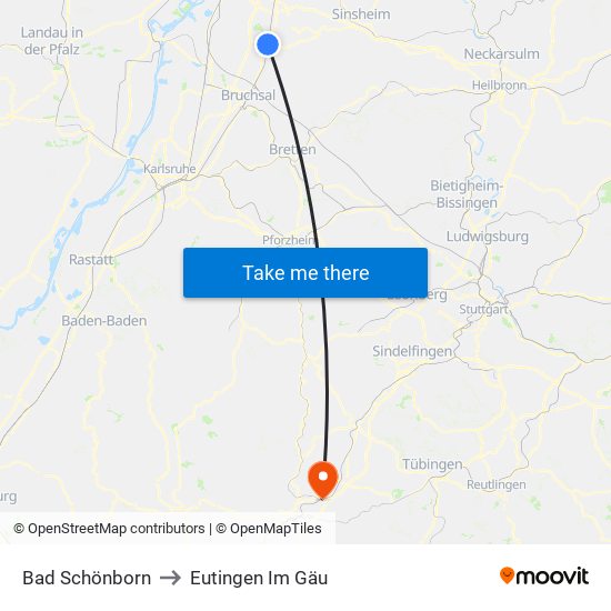 Bad Schönborn to Eutingen Im Gäu map