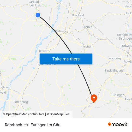 Rohrbach to Eutingen Im Gäu map