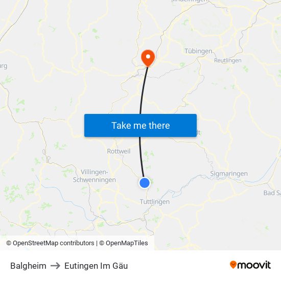 Balgheim to Eutingen Im Gäu map