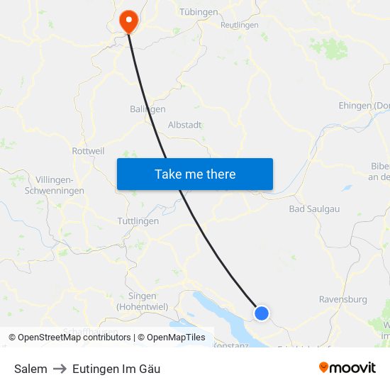 Salem to Eutingen Im Gäu map