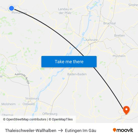 Thaleischweiler-Wallhalben to Eutingen Im Gäu map