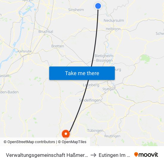 Verwaltungsgemeinschaft Haßmersheim to Eutingen Im Gäu map