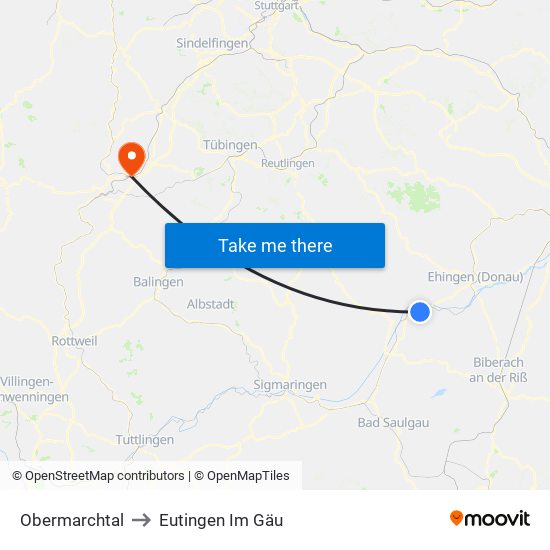 Obermarchtal to Eutingen Im Gäu map